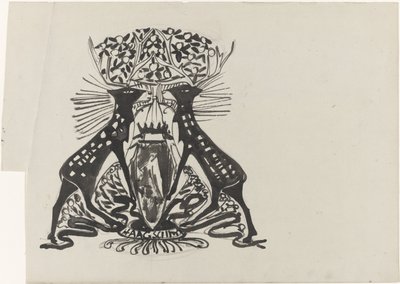 Dekorativt design med to stående rådyr av Carel Adolph Lion Cachet