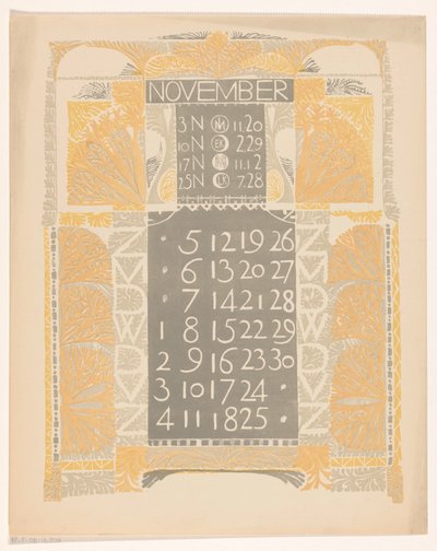 Kalenderblatt November 1899 av Carel Adolph Lion Cachet