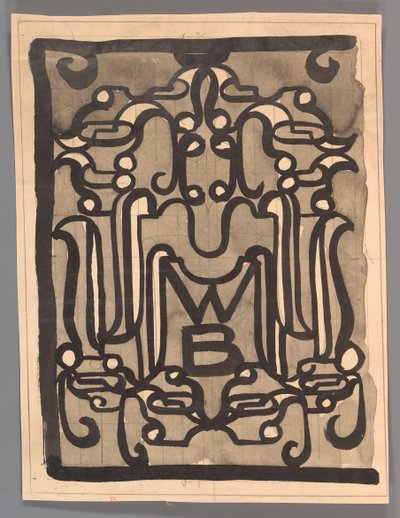 Design av en vignett (?) for Verdensbiblioteket av Carel Adolph Lion Cachet