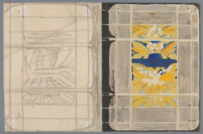 Entwurf für einen Buchumschlag mit Blumenmotiv av Carel Adolph Lion Cachet