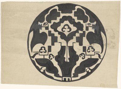 Design for en tallerken med to stiliserte dyr av Carel Adolph Lion Cachet