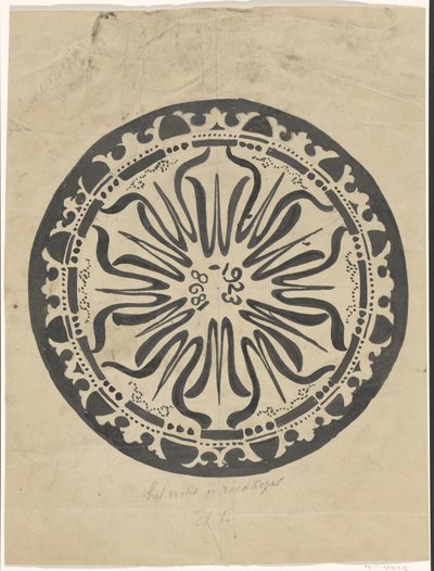 Design for en tallerken i anledning dronning Wilhelminas sølvjubileum av Carel Adolph Lion Cachet