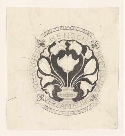 Design for et eks-libris av Johannes Enoch Neethling av Carel Adolph Lion Cachet