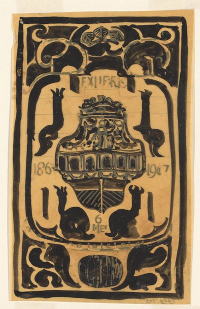 Entwurf für ein Exlibris für D. Goedkoop av Carel Adolph Lion Cachet