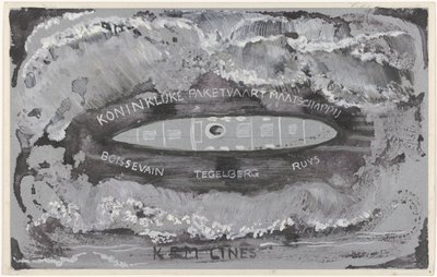 Design for vignett av Koninklijke Paketvaart Maatschappij av Carel Adolph Lion Cachet