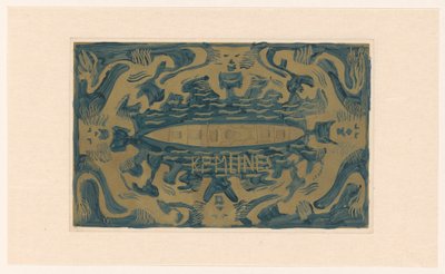 Design for vignett av Koninklijke Paketvaart Maatschappij, K.P.M. linjer av Carel Adolph Lion Cachet