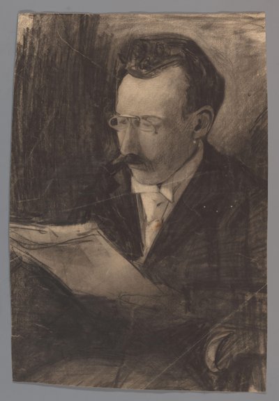 Portrett av en mann som leser av Carel Adolph Lion Cachet