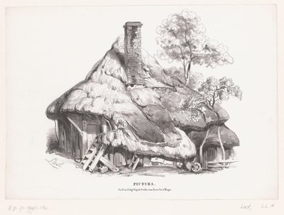 Gård med torvtak Pictura (serietittel på objekt) av Carel Christiaan Antony Last