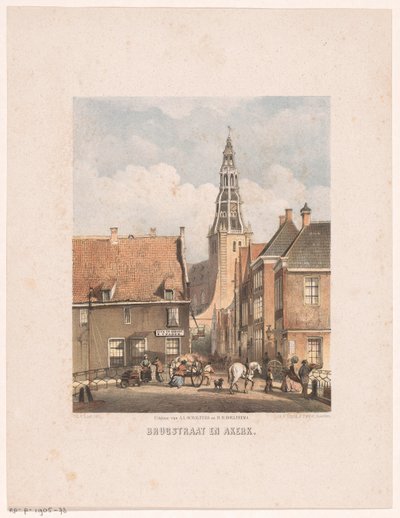 Brugstraat og Der Aa-kirken i Groningen Brugstraat og Akerk (tittel på objekt) av Carel Christiaan Antony Last