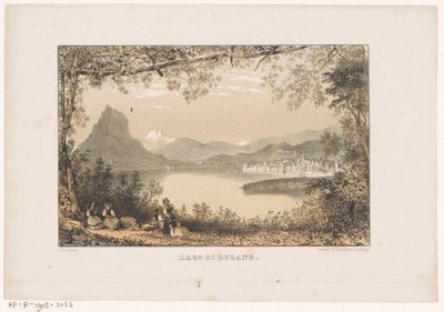Utsikt over Luganosjøen Lago di Lugano (tittel på objekt) av Carel Christiaan Antony Last