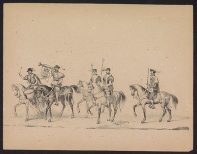 Maskerade van de Utrechtse studenten, 1846 (plaat 13) Afbeelding van den gecostumeerden optogt, voorstellende den in togt van Philips II, Prins van Spanje, in Utrecht, den 3en October 1549, gehouden den 17en Junij 1846, door H.H. Studenten der Utrechtsche  av Carel Christiaan Antony Last