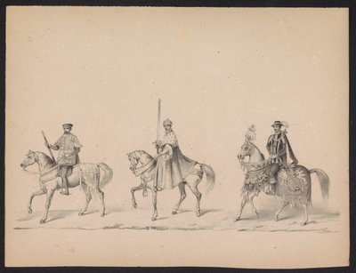 Masquerade of the Utrecht Students, 1846 (plate 14) Skildring av den kostymede prosesjonen, som viser prosesjonen til Filip II, Prins av Spania, i Utrecht, 3. oktober 1549, holdt 17. juni 1846, av H.H. Studenter ved Utrechtsche av Carel Christiaan Antony Last