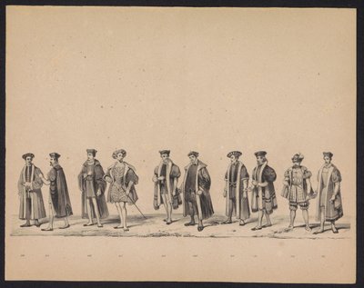 Utrecht-studentenes maskerade, 1846 (plate 19) Illustrasjon av den kostymede prosesjonen, som viser inntoget av Filip II, prins av Spania, i Utrecht, 3. oktober 1549, holdt 17. juni 1846, av HH Studenten der Utrechtsche av Carel Christiaan Antony Last