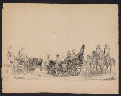 Masquerade of the Utrecht Students, 1846 (Plate 8) Skildring av den kostymede prosesjonen, som viser prosesjonen til Filip II, Prins av Spania, i Utrecht, 3. oktober 1549, holdt 17. juni 1846, av H.H. Studenter ved Utrechtsche av Carel Christiaan Antony Last