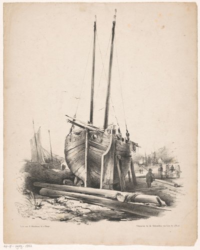 Fiskebåt under reparasjon av Carel Christiaan Antony Last