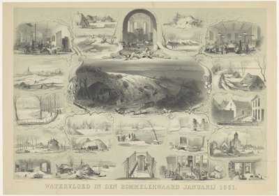 Flom i den Bommelerwaard januar 1861 (tittel på objekt) av Carel Christiaan Antony Last