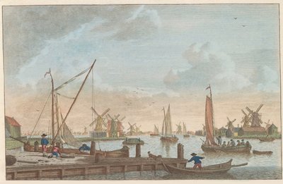 Zaan ved Wormerveer, ca. 1790 Wormerveer van de Poelsluis / Wormerveer aupres du Saan (tittel på objekt) av Carel Frederik Bendorp (I)