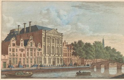 Bygningen til Felix Meritis i Amsterdam, ca. 1790 Bygging av Society Felix Meitis i Amsterdam / Edifices de la societe dit Félix Méritis à Amsterdam (tittel på objekt) av Carel Frederik Bendorp (I)