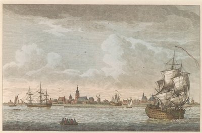 Utsikt over Hoorn, ca. 1790 Utsikt over byen Hoorn / Vue dela Ville de Horn, situee sur le bord du Zuiderzee (tittel på objekt) av Carel Frederik Bendorp (I)