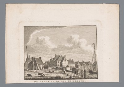 Haven en Zijl i Makkum Havnen og Zijl i Makkum (tittel på objekt) av Carel Frederik Bendorp (I)