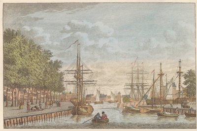 Middelburg havn, ca. 1790 Havnen i Middelburg / Le port de Middelburg (tittel på objekt) av Carel Frederik Bendorp (I)