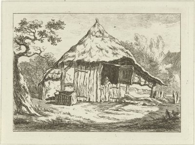 Våningshus med åpen øvre dør Landskap (1–6) (serietittel) av Carel Lodewijk Hansen