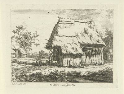 Hyrde ved en sauefjøs Te Drown in Drenthe (tittel på objekt) Landskap (1–6) (serietittel) av Carel Lodewijk Hansen