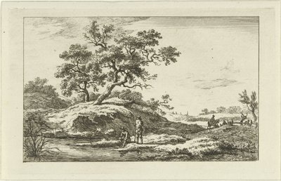 Reisende ved vannkanten Landskap (a-f) (serietittel) av Carel Lodewijk Hansen