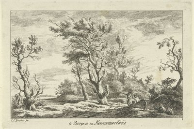 Reisende i et landskap I Bergen i Kennemerland (tittel på objekt) Landskap (A-F) (serietittel) av Carel Lodewijk Hansen