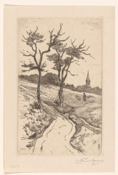 Sanddynelandskap med kirketårnet i Katwijk av Carel Nicolaas Storm van 