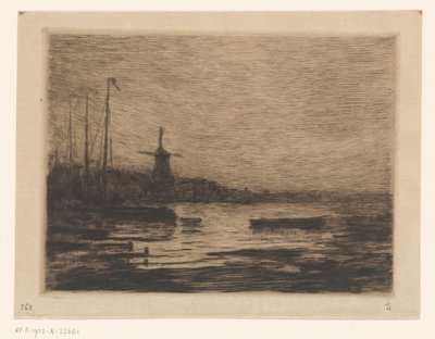 Utsikt over Zwijndrecht om natten av Carel Nicolaas Storm van 