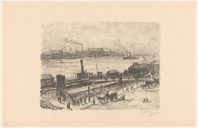Utsikt over St. Pauli-Landungsbrücken i Hamburg av Carel Nicolaas Storm van 
