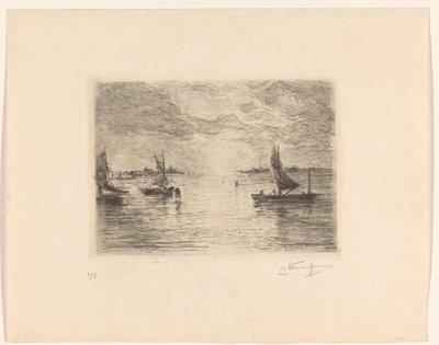 Lagune ved solnedgang av Carel Nicolaas Storm van 