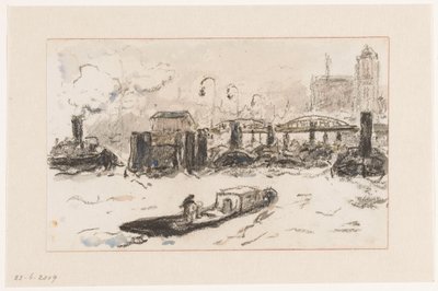 Utsikt i havnen i Hamburg av Carel Nicolaas Storm van 