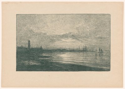 Havnehavn om natten Dagens fall (tittel på objekt) av Carel Nicolaas Storm van 