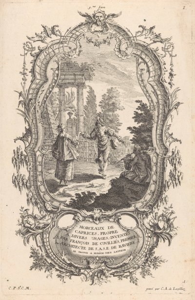dansende par Figurer i landskap (serietittel) 9me Livre I Morceaux De Caprices, Propre A Divers Usages (serietittel på objekt) av Carl Albert von Lespilliez