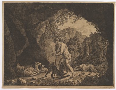 Hyrden som finner Romulus nær geiten.n.d. av Carl Baron von Vittinghoff