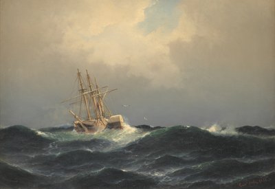 Et dampskip i en storm i Atlanterhavet av Carl Bille