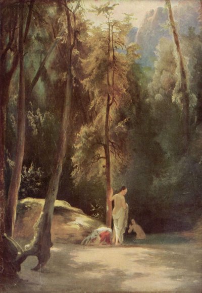Badende i parken Terni (kvinner som bader i skogen) av Carl Blechen