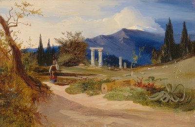 Siciliansk landskap i kveldsstemning av Carl Blechen