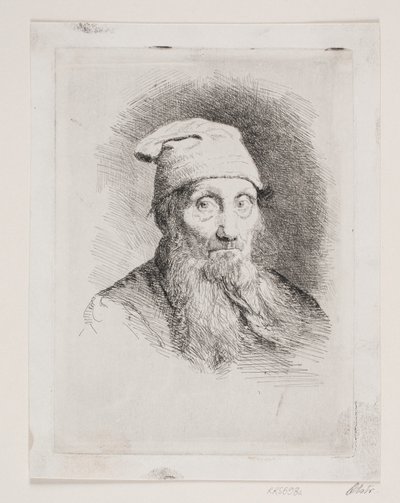 En gammel mann med hatt. Bystebilde av Carl Bloch