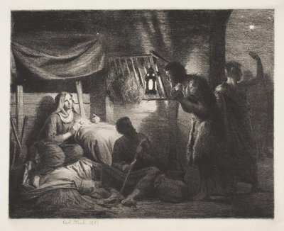Tilbedelse av hyrdene av Carl Bloch