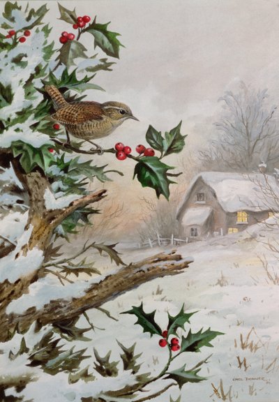 Wren i Hollybush ved en hytte av Carl Donner