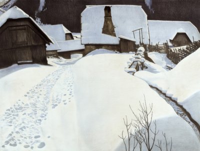 Våningshus om vinteren av Carl Ederer