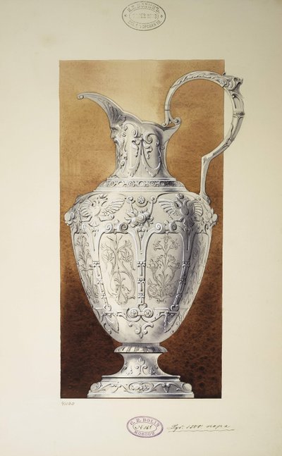 Design av en Ewer. Serien The Dowry of Grand Princess Maria Pavlovna, 1907-1908 av Carl Edvard Bolin company
