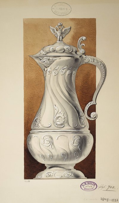 Design av en vinkanne. Serien The Dowry of Grand Princess Maria Pavlovna, 1907-1908 av Carl Edvard Bolin company