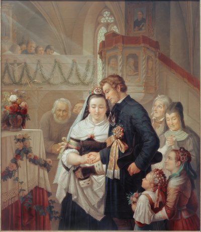 Bryllupsseremoni i kirken Londorf av Carl Engel von Rabenau