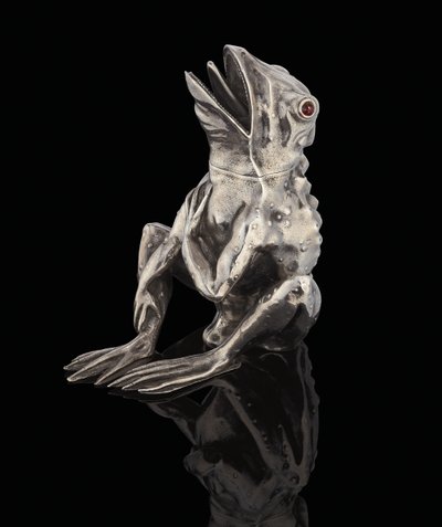En Faberge-edelsett sølvkrukke i form av en frosk, 1890 av Carl Fabergé