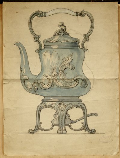 En formet sølvkjele og stativ, House of Carl Faberge av Carl Fabergé