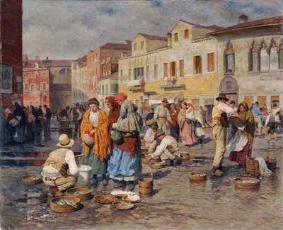Fiskemarked i Venezia av Carl Feiertag